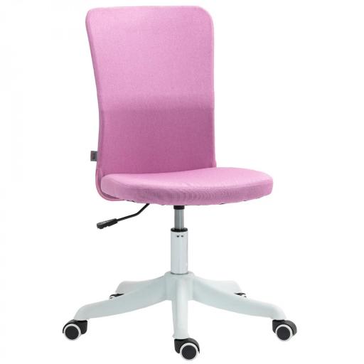Silla de Oficina con Ruedas Altura Ajustable y Tapizado en Lino Sintético para Oficina o Estudio 53x43x85-93 cm Rosa [8]