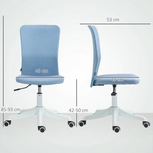 Silla de Oficina con Ruedas Altura Ajustable y Tapizado en Lino Sintético para Oficina o Estudio 53x43x85-93 cm Azul [1]
