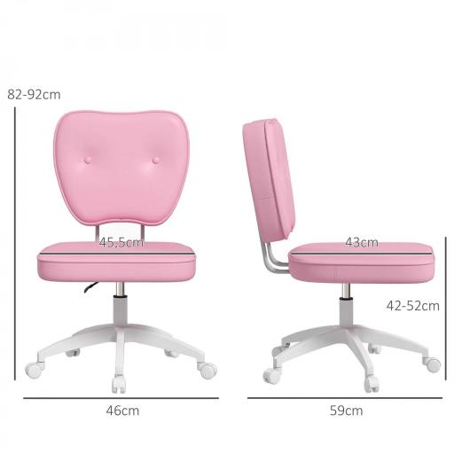 Silla de Oficina Giratoria Tapizada en PU con Altura Ajustable sin Brazos Carga 120 kg 46x59x82-92 cm Rosa [1]