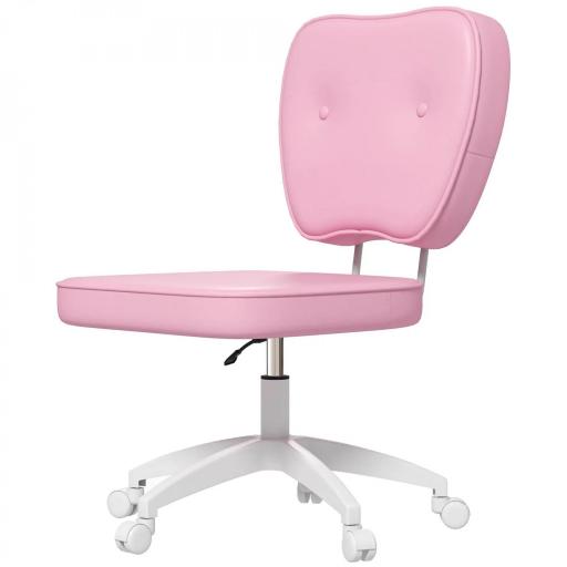 Silla de Oficina Giratoria Tapizada en PU con Altura Ajustable sin Brazos Carga 120 kg 46x59x82-92 cm Rosa [8]