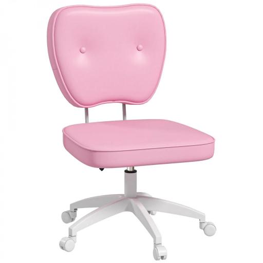 Silla de Oficina Giratoria Tapizada en PU con Altura Ajustable sin Brazos Carga 120 kg 46x59x82-92 cm Rosa [9]
