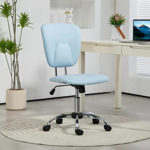 Silla de Oficina Giratoria con Altura Ajustable y Función Basculante para Escritorio Estudio 50x54x87,5-96,5 cm Azul