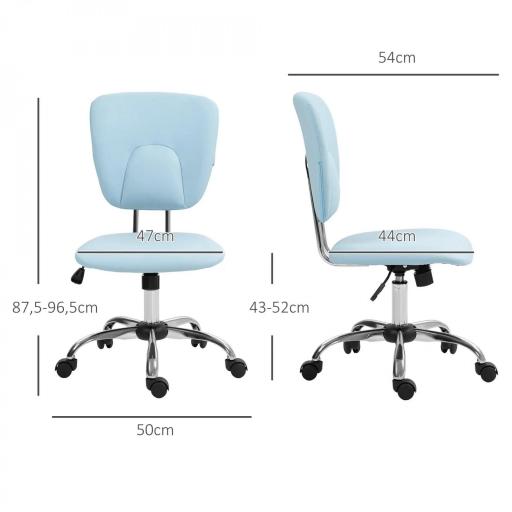 Silla de Oficina Giratoria con Altura Ajustable y Función Basculante para Escritorio Estudio 50x54x87,5-96,5 cm Azul [2]