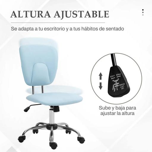 Silla de Oficina Giratoria con Altura Ajustable y Función Basculante para Escritorio Estudio 50x54x87,5-96,5 cm Azul [4]