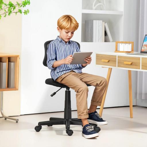 Silla de Oficina sin Brazos Silla de Escritorio Giratoria con Respaldo de Malla Transpirable Altura Ajustable Negro