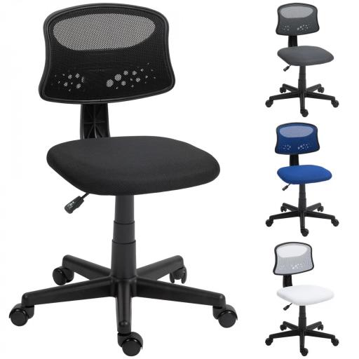Silla de Oficina sin Brazos Silla de Escritorio Giratoria con Respaldo de Malla Transpirable Altura Ajustable Negro [8]