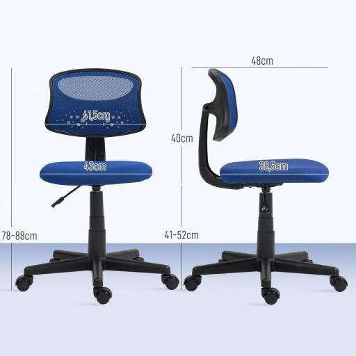 Silla de Oficina sin Brazos Silla de Escritorio Giratoria con Respaldo de Malla Transpirable Altura Ajustable Azul [2]