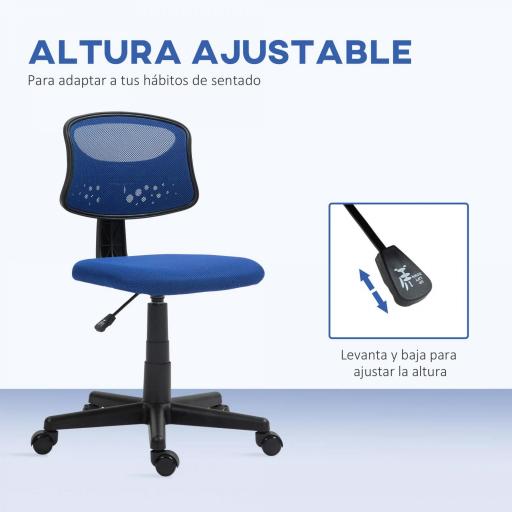Silla de Oficina sin Brazos Silla de Escritorio Giratoria con Respaldo de Malla Transpirable Altura Ajustable Azul [4]
