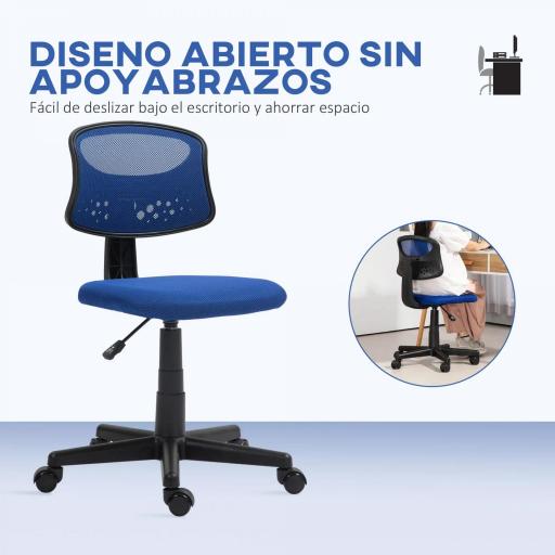 Silla de Oficina sin Brazos Silla de Escritorio Giratoria con Respaldo de Malla Transpirable Altura Ajustable Azul [1]