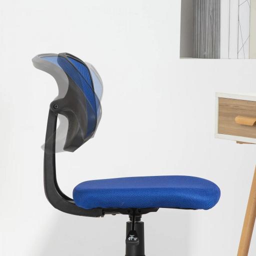 Silla de Oficina sin Brazos Silla de Escritorio Giratoria con Respaldo de Malla Transpirable Altura Ajustable Azul [6]