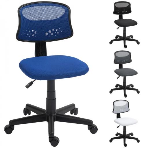 Silla de Oficina sin Brazos Silla de Escritorio Giratoria con Respaldo de Malla Transpirable Altura Ajustable Azul [8]