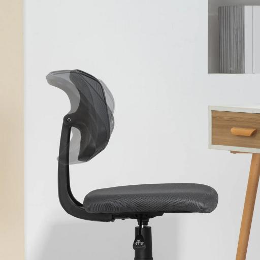 Silla de Oficina sin Brazos Silla de Escritorio Giratoria con Respaldo de Malla Transpirable Altura Ajustable Gris [6]