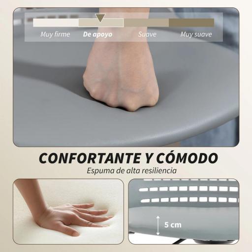 Silla de Escritorio sin Brazos Silla de Oficina Giratoria con Respaldo Hueco Altura Ajustable Gris [4]