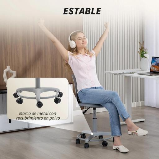 Silla de Escritorio sin Brazos Silla de Oficina Giratoria con Respaldo Hueco Altura Ajustable Gris [3]