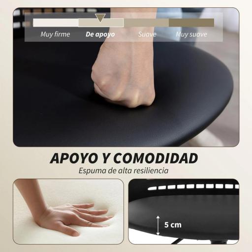 Silla de Escritorio sin Brazos Silla de Oficina Giratoria con Respaldo Hueco Altura Ajustable Negro [4]