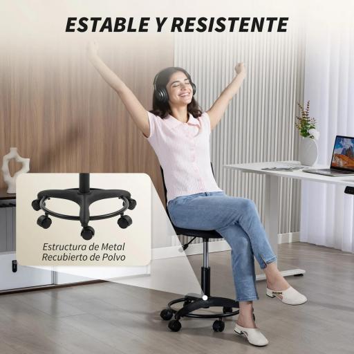 Silla de Escritorio sin Brazos Silla de Oficina Giratoria con Respaldo Hueco Altura Ajustable Negro [5]