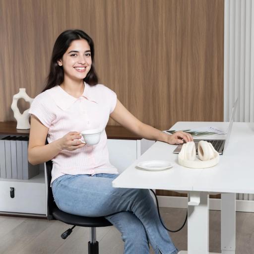 Silla de Escritorio sin Brazos Silla de Oficina Giratoria con Respaldo Hueco Altura Ajustable Negro [6]