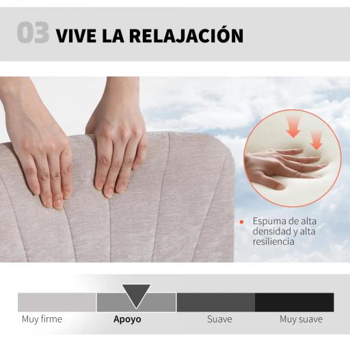 Silla de Oficina con Asiento Ancho sin Reposabrazos Ruedas Altura Ajustable Giratoria Función Basculante Beige [4]