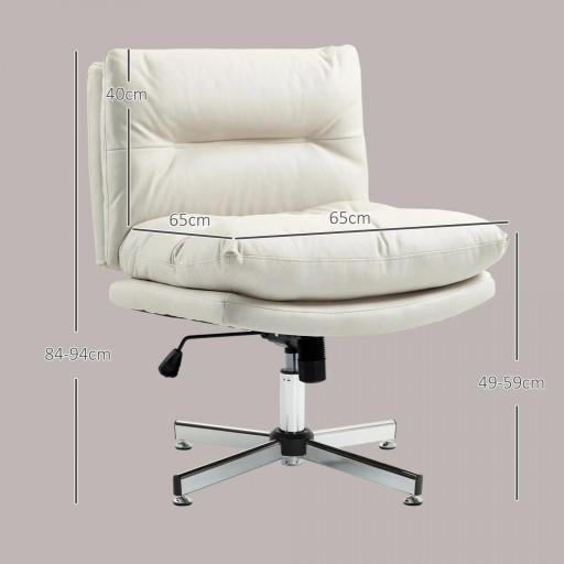Silla de Oficina sin Brazos con Altura Ajustable Función de Basculante Base Cruzada y Asiento Amplio Gris Claro [1]