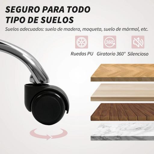 Silla de Escritorio Giratoria con Altura Ajustable Reposabrazos Respaldo Curvado Función de Basculante Blanco [5]