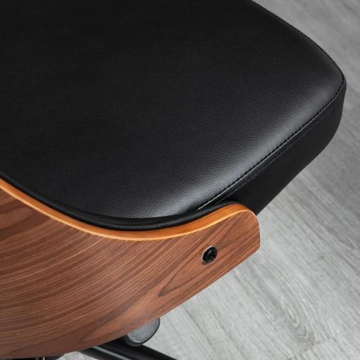 Silla de Oficina con Altura Ajustable y Basculante para Dormitorio Oficina 53x62x77-87 cm Negro y Madera [7]