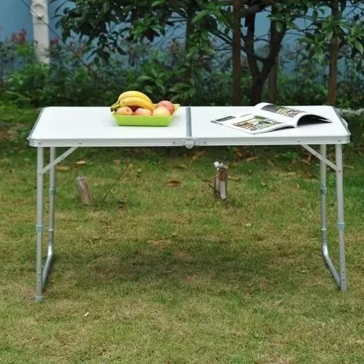 Mesa de Camping Plegable convertible en Maleta Altura Regulable para Picnic 120x60x54-70 cm con Marco de Aluminio [2]