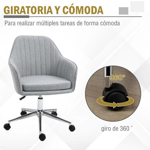 Silla de Oficina Silla Operativa con Altura Ajustable y Giratoria para Despacho Oficina 61x59x96cm Gris [4]