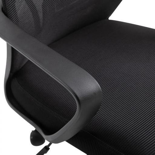 Silla de Escritorio Ajustable con Reposabrazos Reposacabezas y Función Basculante Carga 120 kg 64x55x116-126 cm Negro [7]
