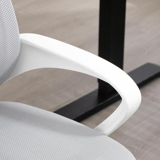 Silla de Escritorio de Malla Giratoria con Altura Ajustable Función de Basculante y Reposabrazos Carga 120 kg Gris [6]