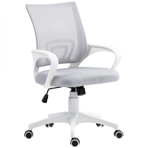 Silla de Escritorio de Malla Giratoria con Altura Ajustable Función de Basculante y Reposabrazos Carga 120 kg Gris [8]