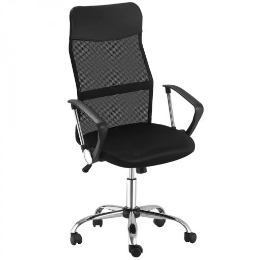 Silla de Oficina Giratoria Ergonómica Sillón de Escritorio de Malla con Ruedas de PVC Respaldo Alto Carga 120kg Negro [9]