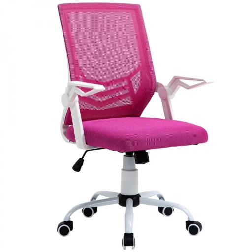 Silla de Oficina Ergonómica Silla Escritorio Giratoria con Altura Ajustable Reposabrazos Abatible Soporte Lumbar Transpirable para Adolescentes Adultos 62,5x55x94-104 cm Rosa [9]