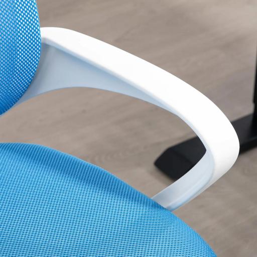 Silla de Escritorio de Malla Giratoria con Altura Ajustable Función de Basculante y Reposabrazos Carga 120 kg Azul Claro [7]