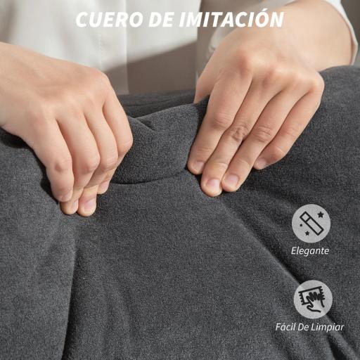 Silla de Escritorio con Reposapiés Respaldo Reclinable y Alto Asiento y Reposabrazos Anchos Acolchado Grueso Gris Oscuro [6]