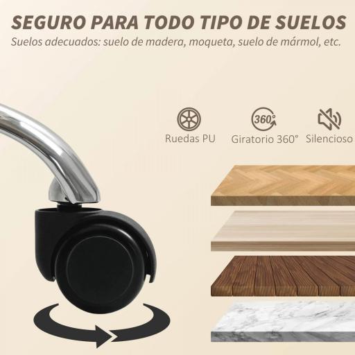 Silla de Escritorio con Reposapiés Tapizada en Borreguito con Respaldo Reclinable Reposacabezas Ajustable Crema [7]