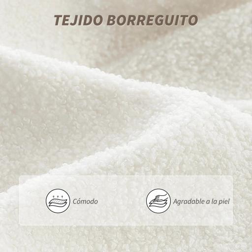 Silla de Escritorio con Reposapiés Tapizada en Borreguito con Respaldo Reclinable Reposacabezas Ajustable Crema [8]