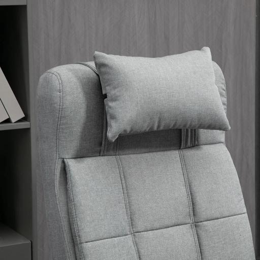 Silla de Escritorio Reclinable con Altura Ajustable Reposapiés Reposacabezas y Reposabrazos 66x76x112-120 cm Gris [6]