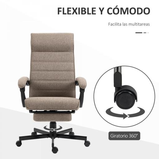 Silla de Oficina Reclinable con Altura Ajustable Reposabrazos y Reposapiés Retráctil 68x67x106-114 cm Marrón [3]