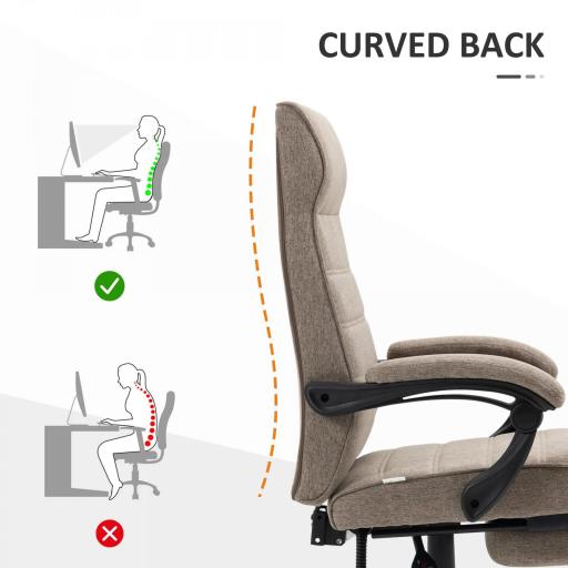 Silla de Oficina Reclinable con Altura Ajustable Reposabrazos y Reposapiés Retráctil 68x67x106-114 cm Marrón [5]