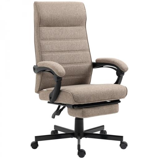 Silla de Oficina Reclinable con Altura Ajustable Reposabrazos y Reposapiés Retráctil 68x67x106-114 cm Marrón [9]