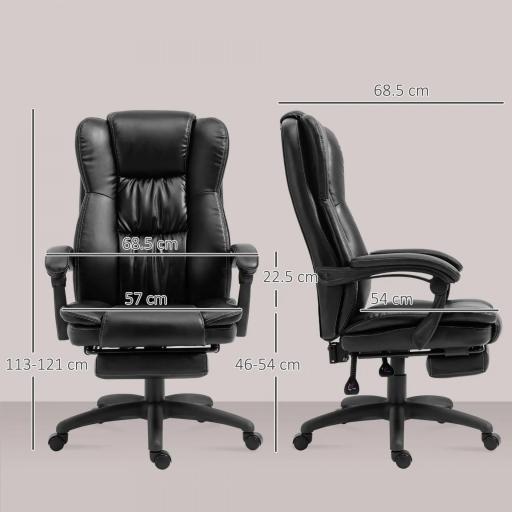 Silla de Masaje Reclinable con Altura Ajustable Reposapiés Retráctil y Control Remoto 68,5x68,5x113-121 cm Negro [1]
