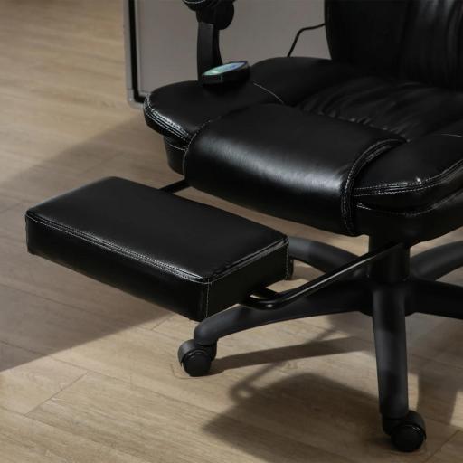 Silla de Masaje Reclinable con Altura Ajustable Reposapiés Retráctil y Control Remoto 68,5x68,5x113-121 cm Negro [7]