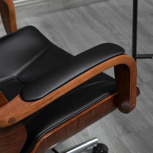 Silla de Oficina de Cuero PU Basculante con Reposacabezas Extraíble Altura Ajustable 63x62x110-120 cm Negro [7]