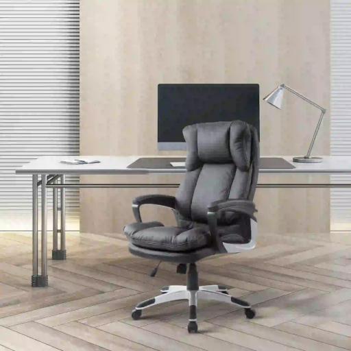 Silla Ejecutiva de Escritorio Silla de Despacho con Ruedas y Reposabrazos Altura Ajustable 66x71x110-120,5 cm Negro