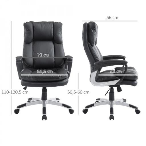 Silla Ejecutiva de Escritorio Silla de Despacho con Ruedas y Reposabrazos Altura Ajustable 66x71x110-120,5 cm Negro [1]