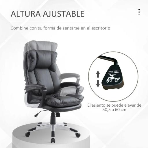 Silla Ejecutiva de Escritorio Silla de Despacho con Ruedas y Reposabrazos Altura Ajustable 66x71x110-120,5 cm Negro [2]