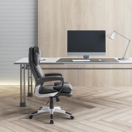 Silla Ejecutiva de Escritorio Silla de Despacho con Ruedas y Reposabrazos Altura Ajustable 66x71x110-120,5 cm Negro [5]