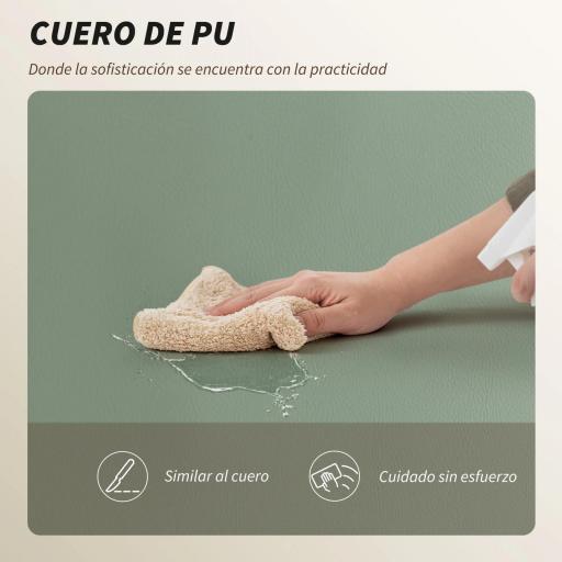 Silla de Escritorio con Reposapiés Respaldo Reclinable Alto Acolchado Grueso Tapizada en Cuero Sintético Ruedas Verde [6]