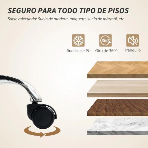 Silla de Escritorio con Reposapiés Respaldo Reclinable Acolchado Grueso Tapizada en Cuero Sintético Marrón [5]