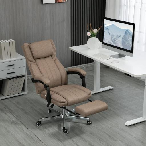 Silla de Oficina Reclinable y Giratoria con 6 Puntos de Masaje Vibratorio con Mando de Control 65x61x108-118 cm Marrón
